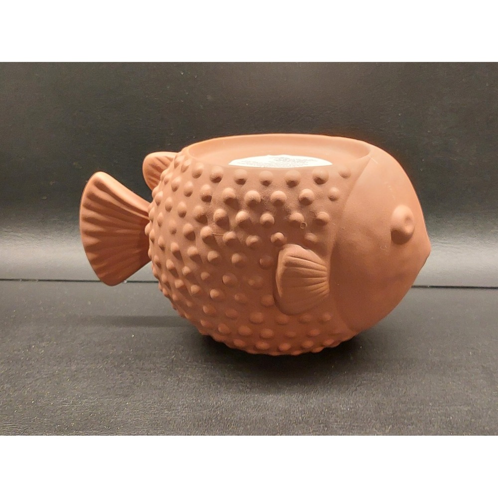 Bath & Body Works Terra Cotta Clay Puffer Fish Candle Holder